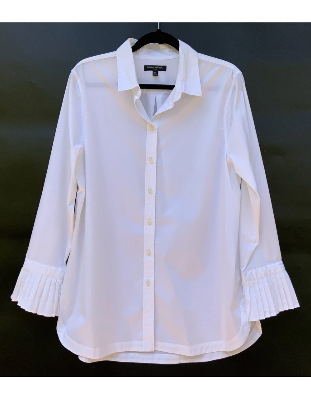 Banana Republic Parker White Pleated Cuff Button Down Shirt XL NWOT